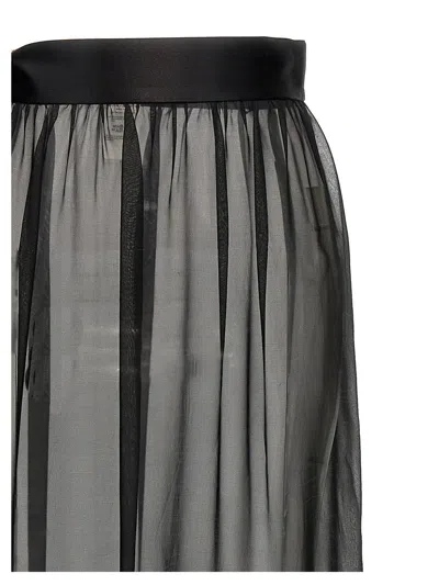 Shop Dolce & Gabbana Chiffon Long Skirt In Black