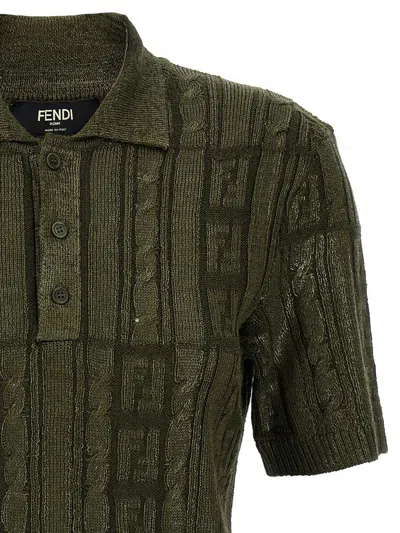 Shop Fendi 'ff' Polo Shirt In Green