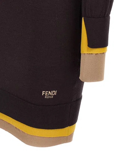 Shop Fendi 'layering' Dress In Purple