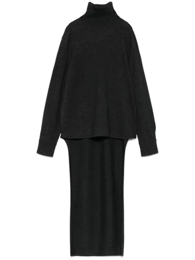 Givenchy High-low Turtleneck Wool-blend Sweater In Grey