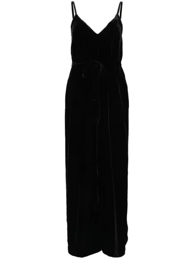Gold Hawk Black Velvet Jumpsuit In Black