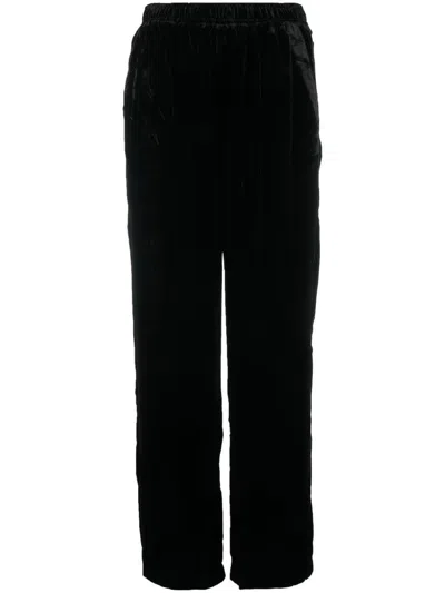 Gold Hawk Black Gathered Sides Cropped Trousers In Black