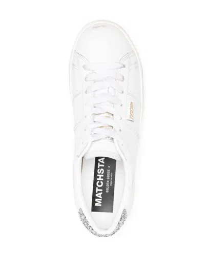 Shop Golden Goose Matchstar Leather Sneakers In Silver