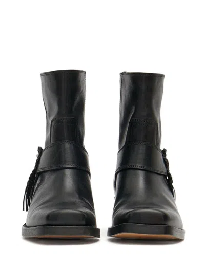 Isabel Marant Akson Embellished Tasseled Leather Ankle Boots In Black