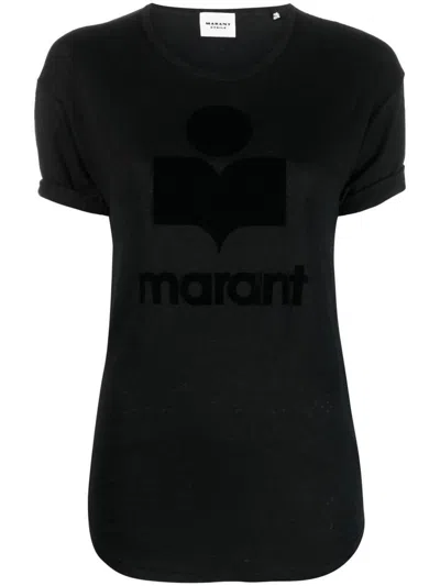 Isabel Marant Étoile Marant Etoile Koldi Logo Cotton T Shirt In Black