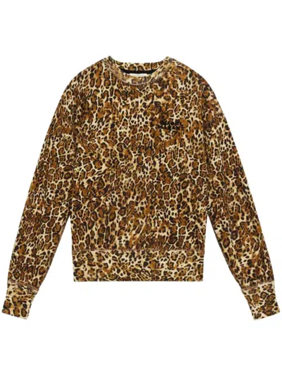 Shop Isabel Marant Shad Leopard Print Sweatshirt In Brown