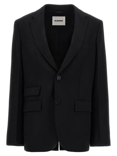 Jil Sander Single-breasted Blazer With Notch Lapel In Black