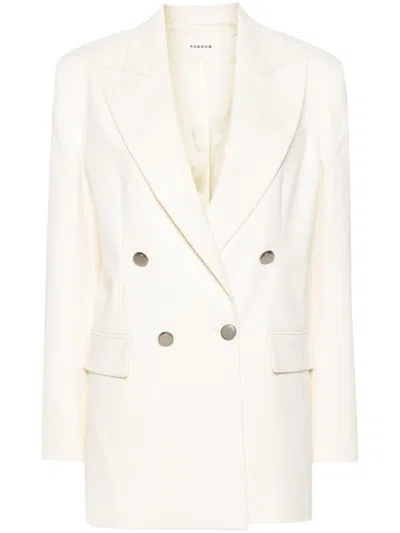 P.a.r.o.s.h Parosh Crew Cotton Blend Blazer Jacket In White
