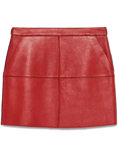 Shop P.a.r.o.s.h . Leather Mini Skirt In Red