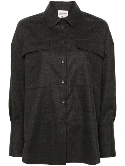 Shop Semicouture Jacqueline Wool Shirt In Grey