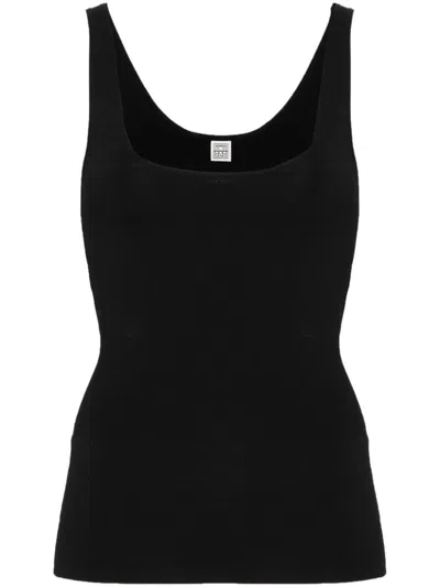 Totême Rib Knit Cotton Tank Top In Black