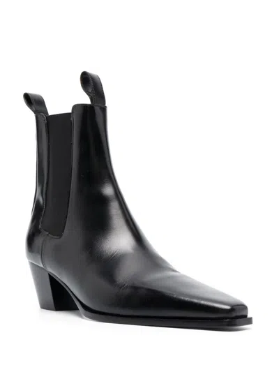 Shop Totême Toteme The City Boot Leather Ankle Boots In Black