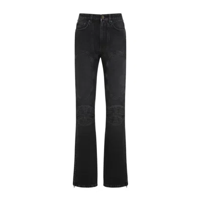 Jean Paul Gaultier Jeans With Padded Inlays And Lace-up In Black