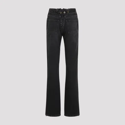 Jean Paul Gaultier Jeans With Padded Inlays And Lace-up In Black