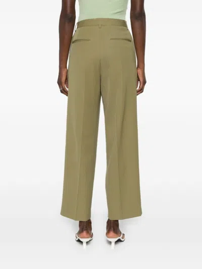 Auralee Pleat-detail Wide-leg Trousers In Green