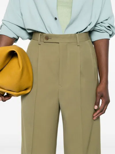Auralee Pleat-detail Wide-leg Trousers In Green