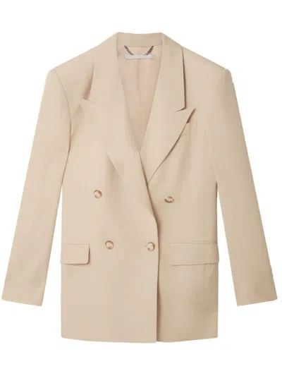 Stella Mccartney Double Breasted Satin Blazer In Neutrals