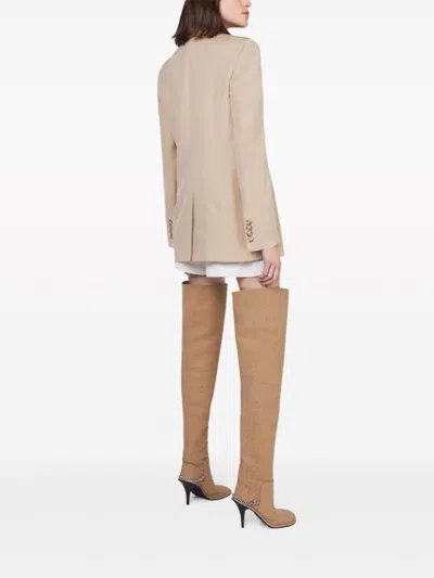 Stella Mccartney Double Breasted Satin Blazer In Neutrals