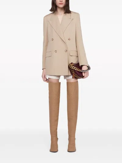 Stella Mccartney Double Breasted Satin Blazer In Neutrals