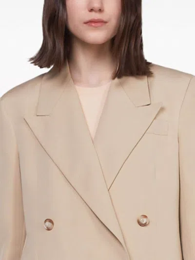 Stella Mccartney Double Breasted Satin Blazer In Neutrals