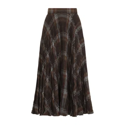 Balenciaga Pleated Skirt With Ruffled Effect In Brown