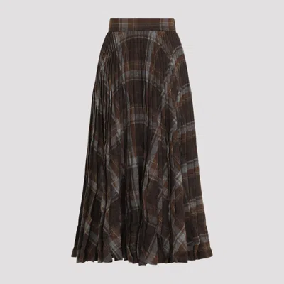 Balenciaga Pleated Skirt With Ruffled Effect In Brown