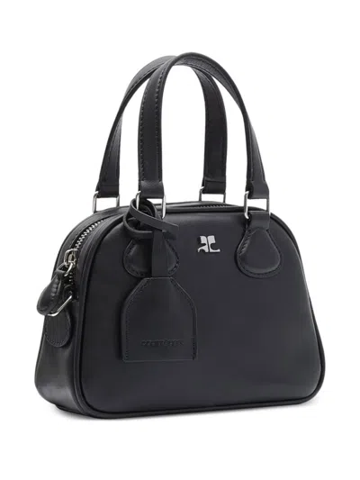 Courrèges Adjustable Strap Shoulder Bags With Silver Hardware In Black