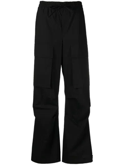 P.a.r.o.s.h Cargo Trousers Dart Detailing Drawstring Hem In Black