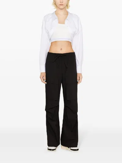 P.a.r.o.s.h Cargo Trousers Dart Detailing Drawstring Hem In Black