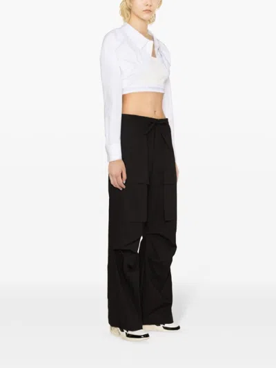 P.a.r.o.s.h Cargo Trousers Dart Detailing Drawstring Hem In Black