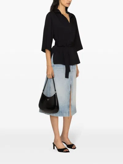 P.a.r.o.s.h Tied-waist Cady Blouse In Black