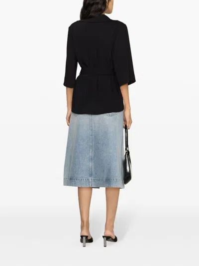 P.a.r.o.s.h Tied-waist Cady Blouse In Black