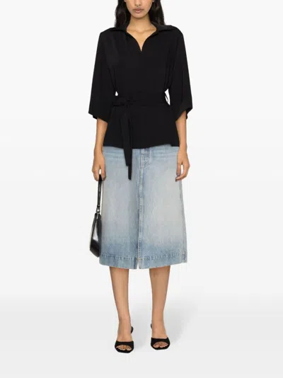 P.a.r.o.s.h Tied-waist Cady Blouse In Black