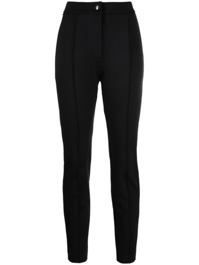 Moncler Slim Fit Stretch Fabric Trousers With Belt Loops And Side Pockets In Black