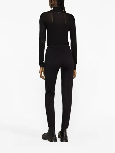 Moncler Slim Fit Stretch Fabric Trousers With Belt Loops And Side Pockets In Black