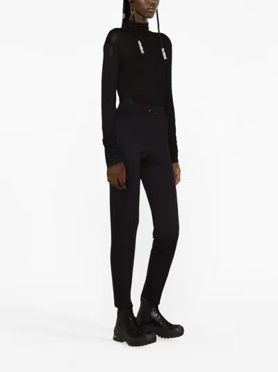 Moncler Slim Fit Stretch Fabric Trousers With Belt Loops And Side Pockets In Black
