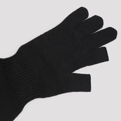 Rick Owens Black Porterville Alpaca Knit Gloves In Black