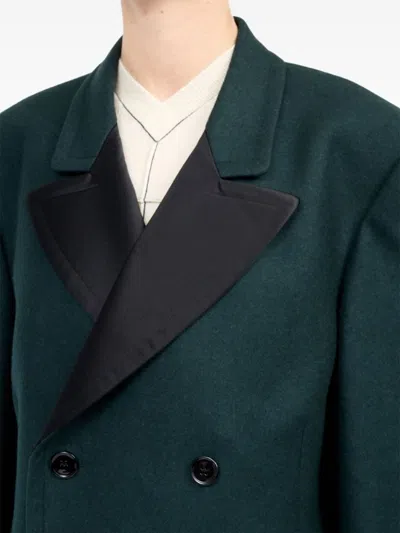Mm6 Maison Margiela Oversized Wool Blend Blazer With Peak Lapels In Green
