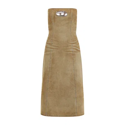 Diesel Brown De-vildress-fsf Cotton Midi Dress In Brown