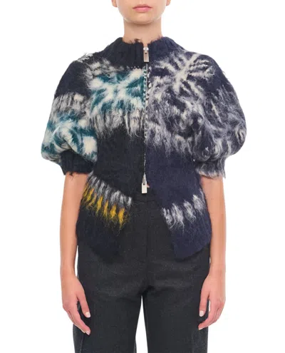 Sacai Pattern Knit Blouson In Black