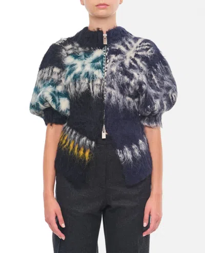 Sacai Pattern Knit Blouson In Black
