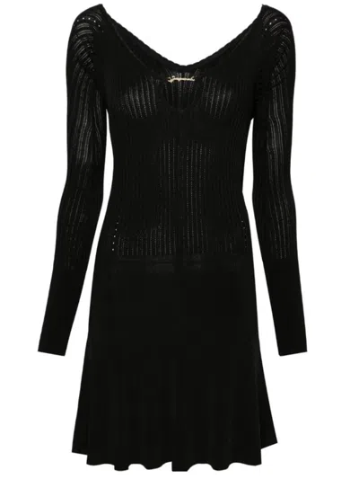 Jacquemus Womens Black Logo-plaque Slim-fit Knitted Mini Dress In Black