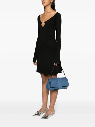 Jacquemus Womens Black Logo-plaque Slim-fit Knitted Mini Dress In Black