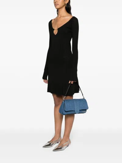 Jacquemus Womens Black Logo-plaque Slim-fit Knitted Mini Dress In Black