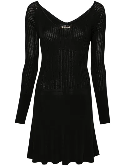 Jacquemus Womens Black Logo-plaque Slim-fit Knitted Mini Dress In Black