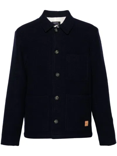 Apc A.p.c. Emile Wool Blend Overshirt In Black