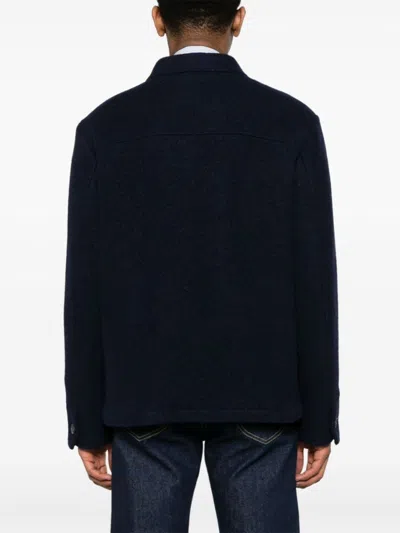 Apc A.p.c. Emile Wool Blend Overshirt In Black