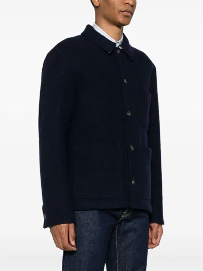 Apc A.p.c. Emile Wool Blend Overshirt In Black
