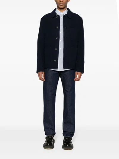 Apc A.p.c. Emile Wool Blend Overshirt In Black