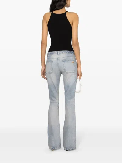 Courrèges Light Blue Low-rise Bootcut Jeans In Blue